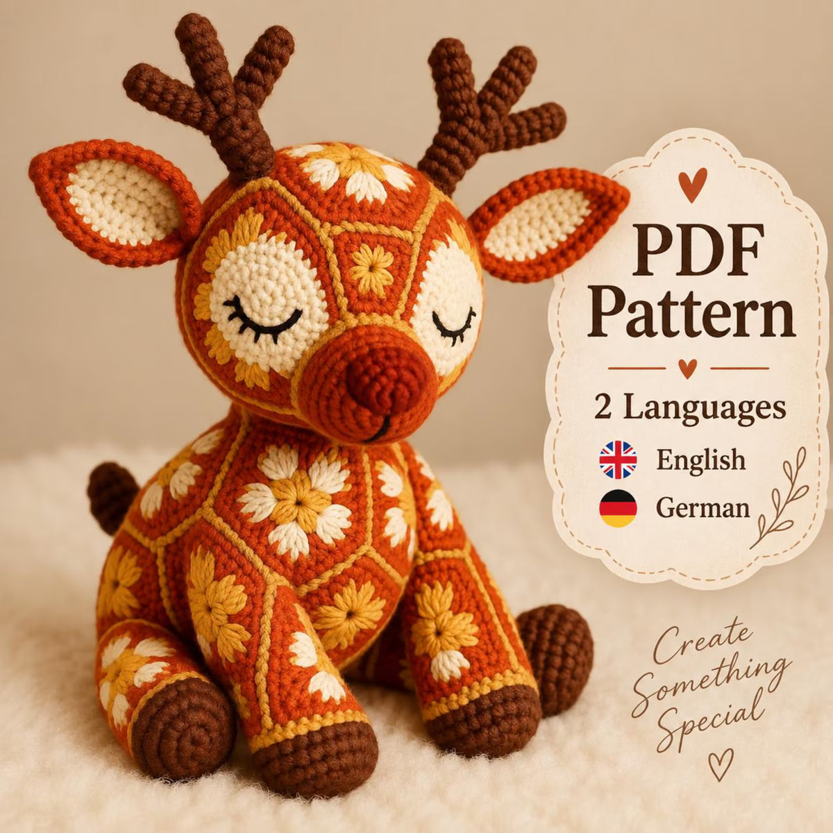 African Flower Reindeer Amigurumi Pattern