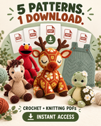 5 Pattern Bundle PDF, Amigurumi Crochet Patterns