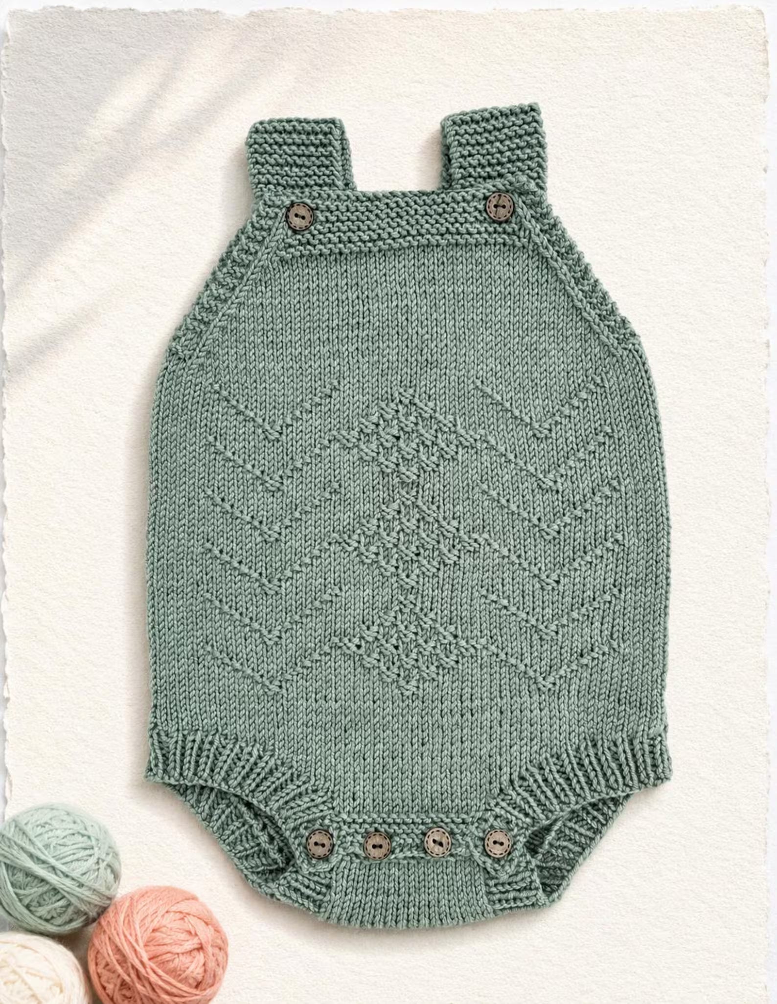 Fern Baby Romper Knitting Pattern PDF