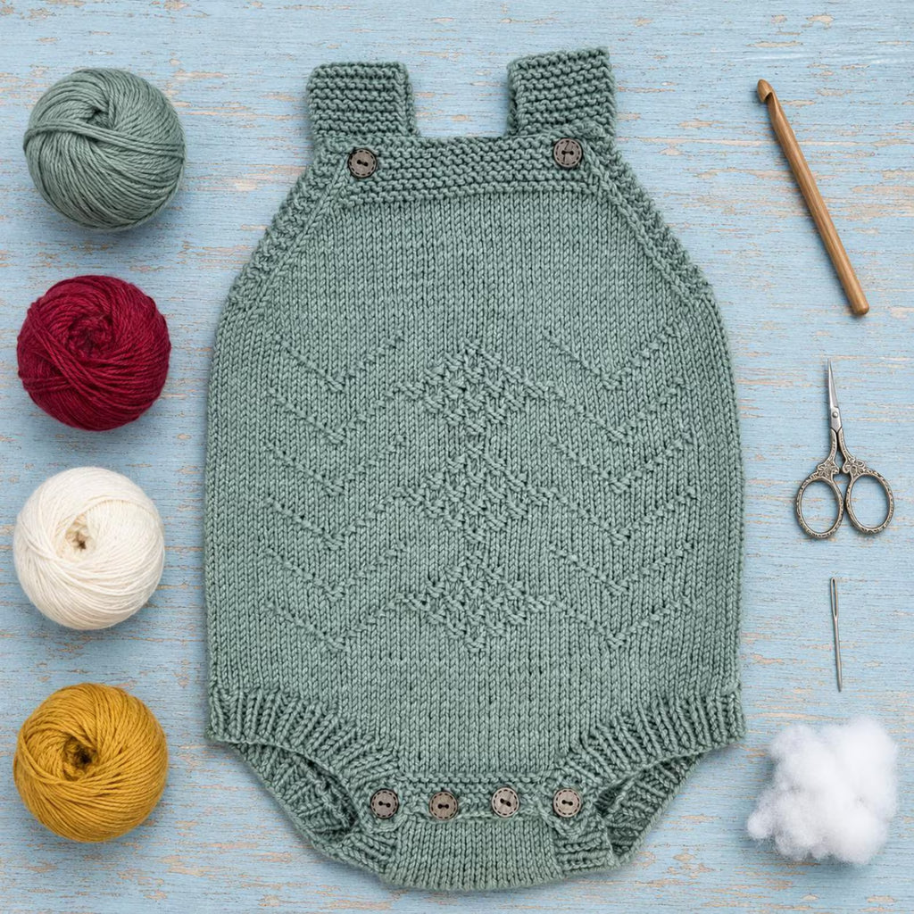 Fern Baby Romper Knitting Pattern PDF