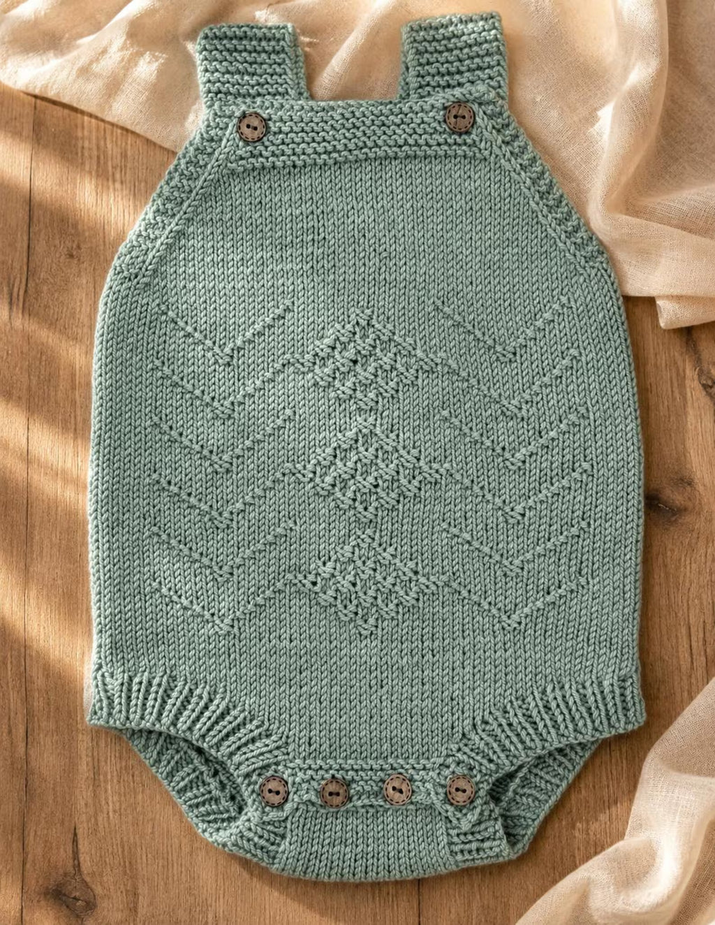 Fern Baby Romper Knitting Pattern PDF