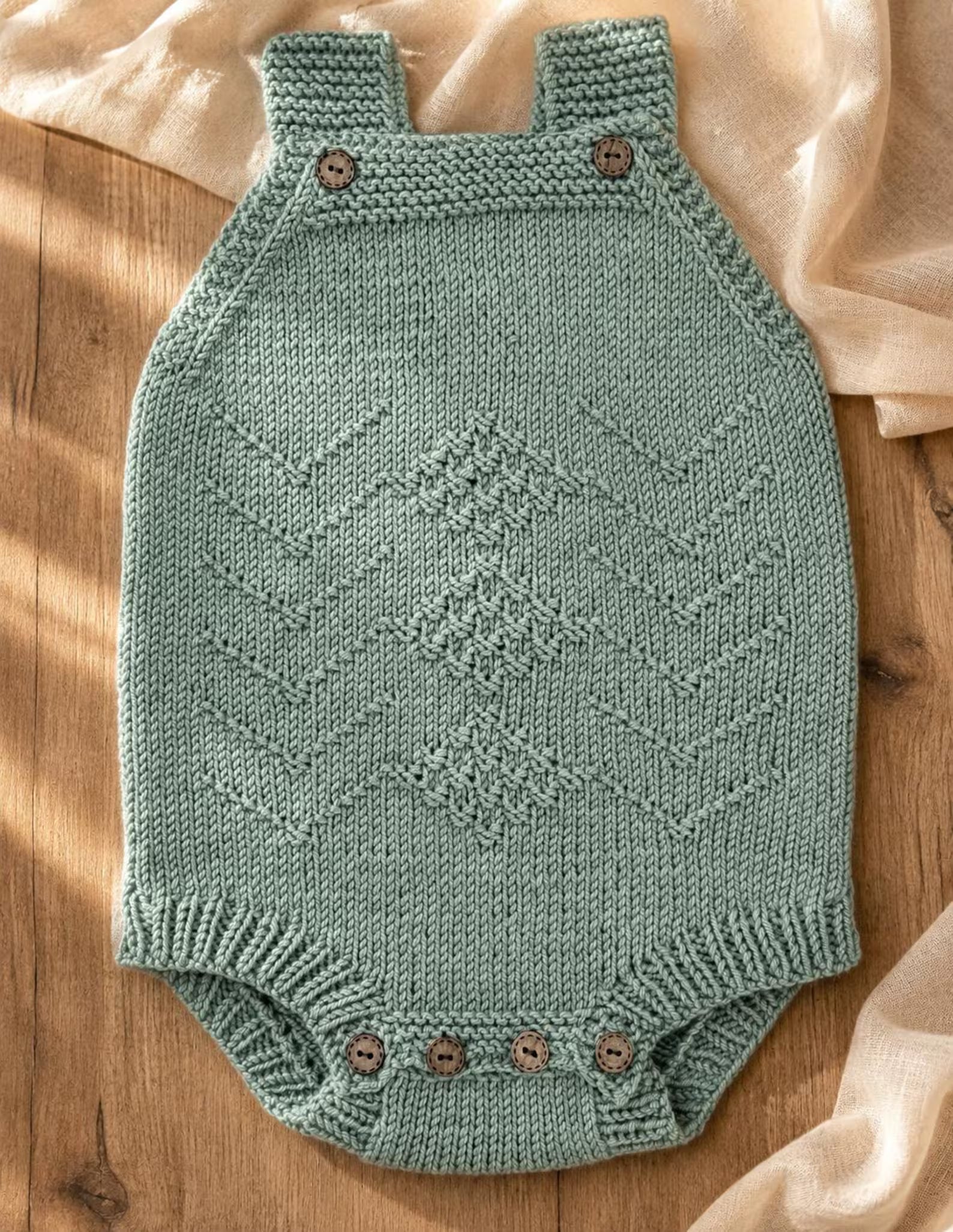 Fern Baby Romper Knitting Pattern PDF
